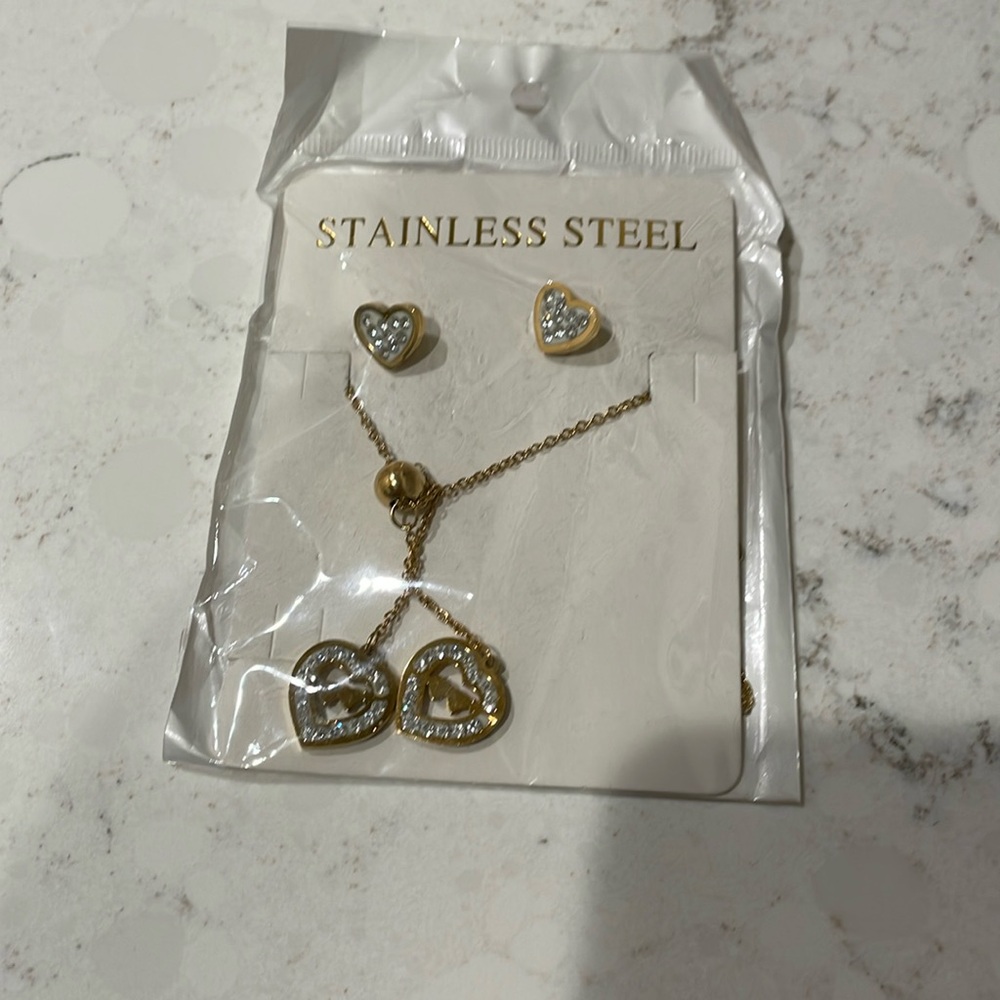 Heart Necklace and Earring Set